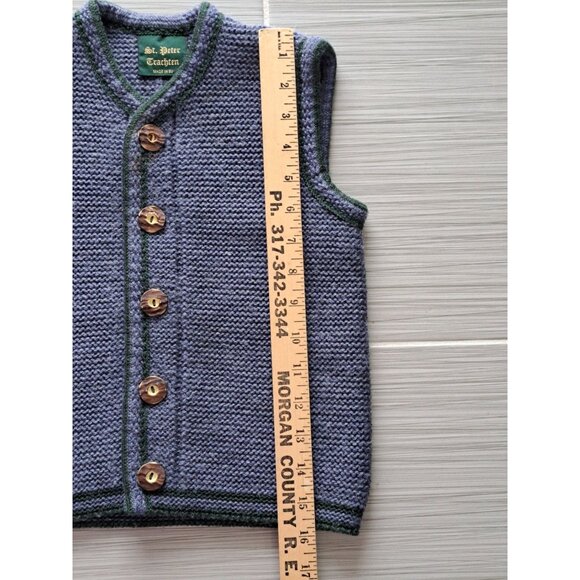 Vintage St. Peter Trachten Boys Knit Wool Vest With Wooden Buttons Boys 6/7 - Picture 6 of 10